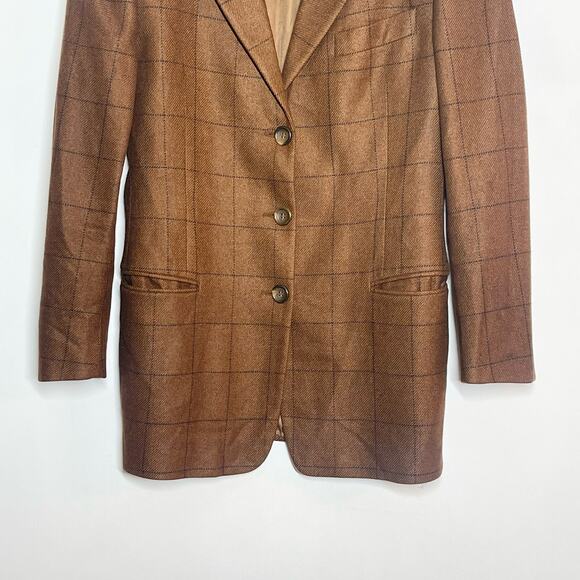 Nino Danieli Blazer Men's Size Small Brown Check Straight Fit Suit Button Front - Picture 4 of 5